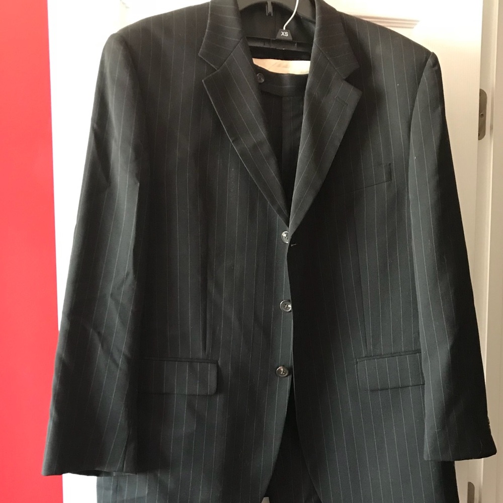 Chaps black pinstripes suit